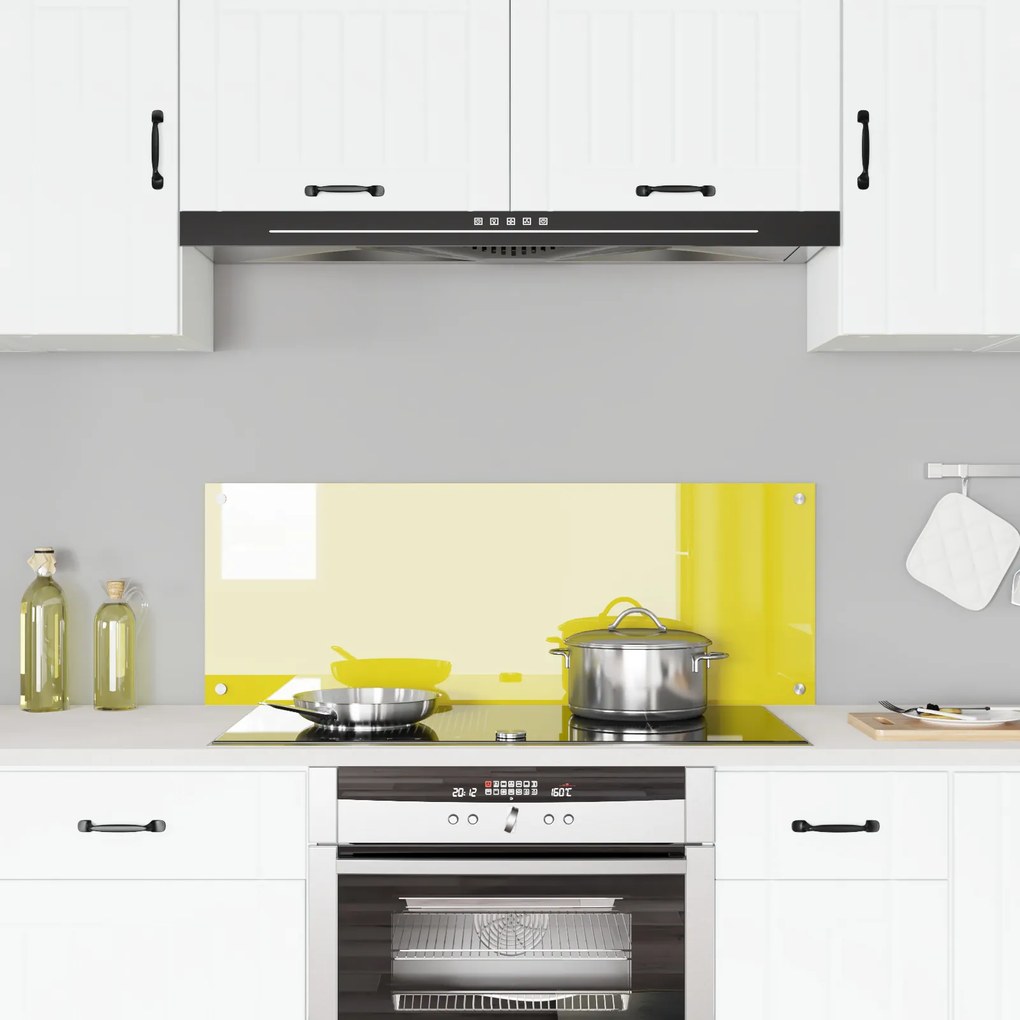 vidaXL Κουζίνα Πλάτη Κίτρινη 110x40x0,6 εκ από Γυαλί Αντισκωπής