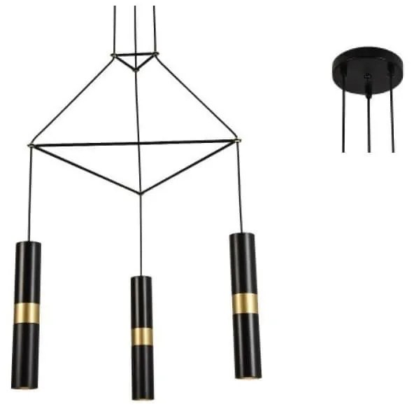 Φωτιστικό Οροφής HM853P56BK 3XGU10 56X49XH150 Black Aca Decor Metal