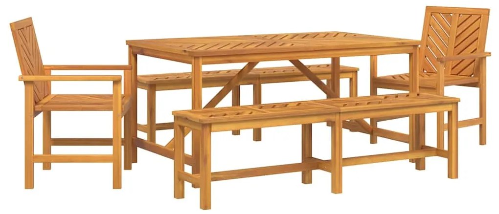vidaXL Σέτ φαγητού για κήπο 5 pcs Καφέ 150 x 90 x 74 cm