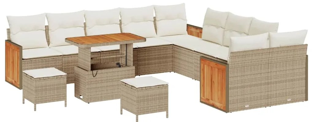 vidaXL Σετ Καναπέ Κήπου 13 pcs μπεζ και κρεμ 90 x 55 x 71 cm