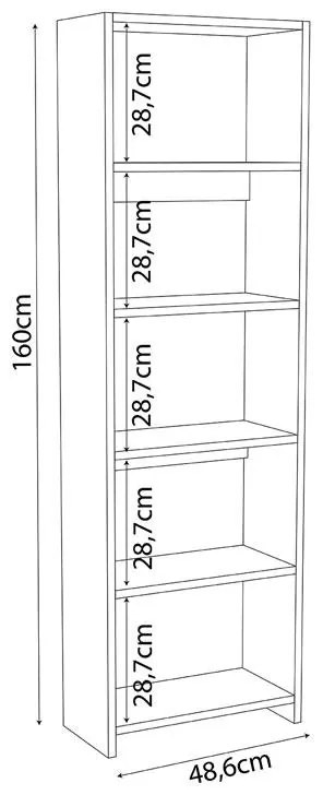 Βιβλιοθήκη Robelo μελαμίνης λευκό 48.6x22x160εκ 48.6x22x160 εκ.