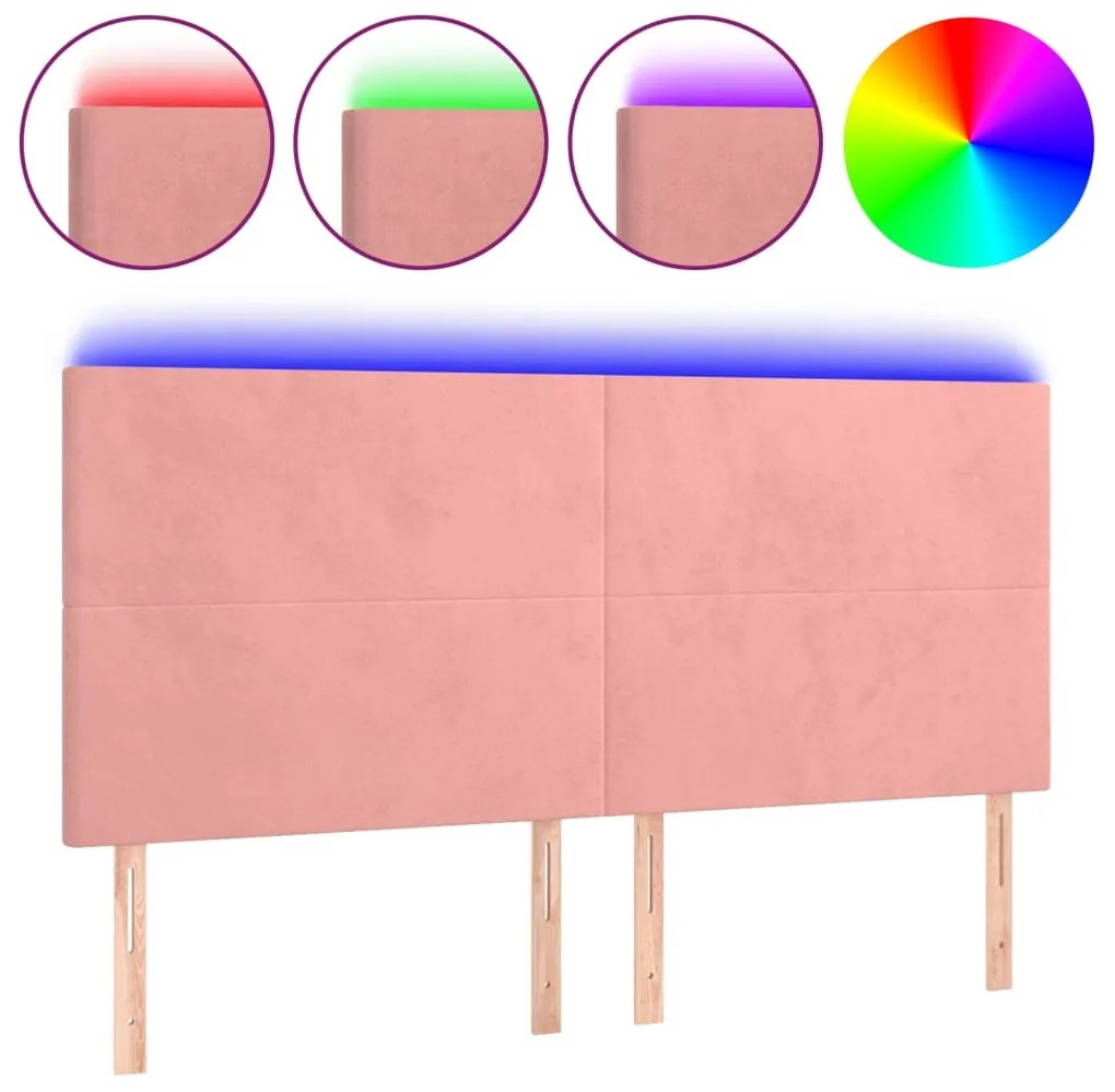 vidaXL Κεφαλάρι Κρεβατιού LED Ροζ 160x5x118/128 εκ. Βελούδινο