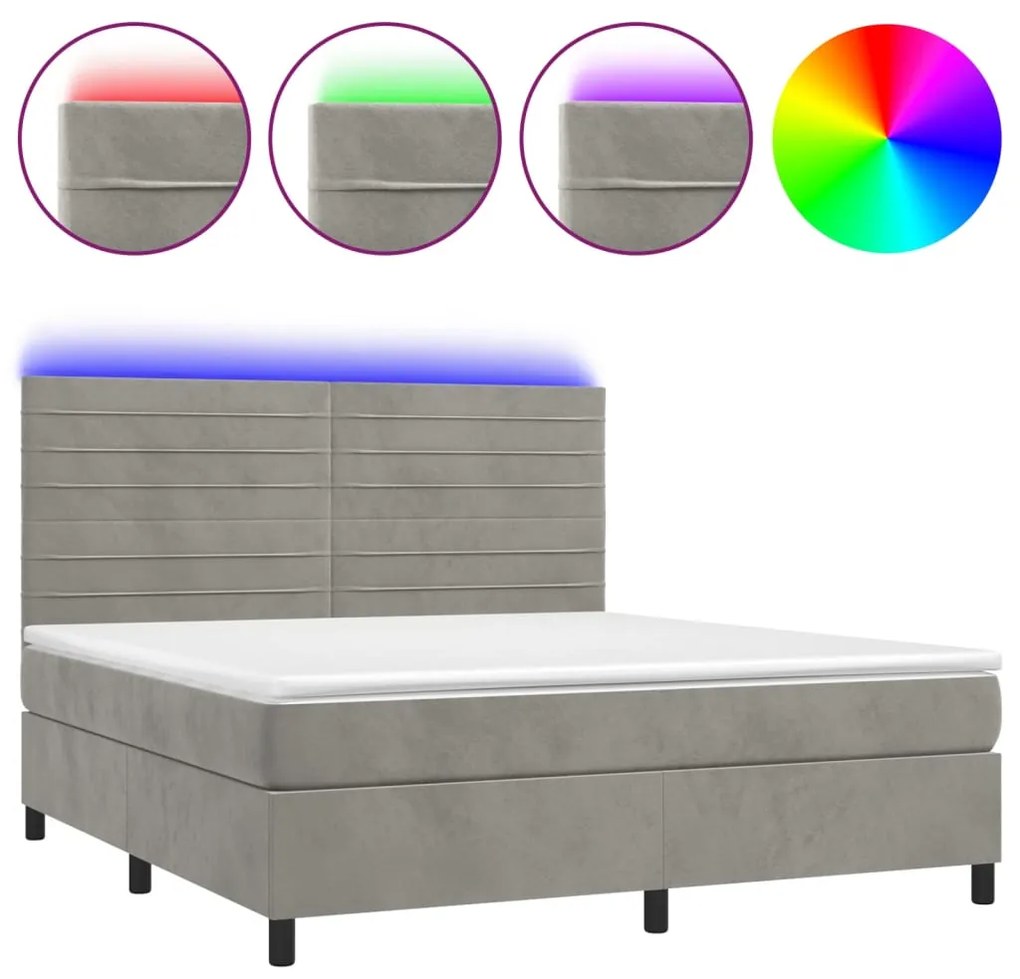 ΚΡΕΒΑΤΙ BOXSPRING ΜΕ ΣΤΡΩΜΑ &amp; LED ΑΝ.ΓΚΡΙ 180X200 ΕΚ. ΒΕΛΟΥΔΙΝΟ 3136197