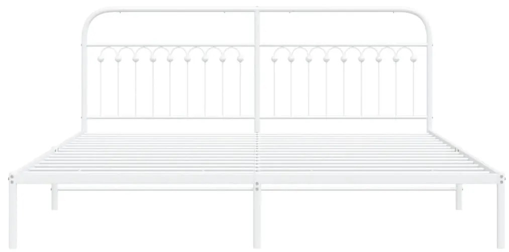 vidaXL Πλαίσιο Κρεβατιού με Κεφαλάρι Λευκό 200 x 200 εκ. Μεταλλικό