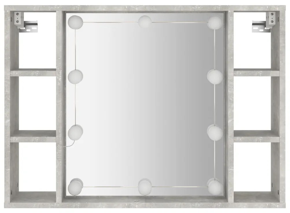 vidaXL Έπιπλο Καθρέπτη με LED Γκρι Σκυροδέματος 76 x 15 x 55 εκ.