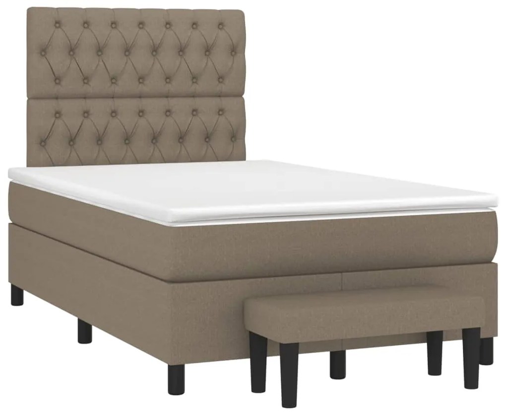 vidaXL Κρεβάτι Boxspring με Στρώμα Taupe 120x190 εκ. Υφασμάτινο