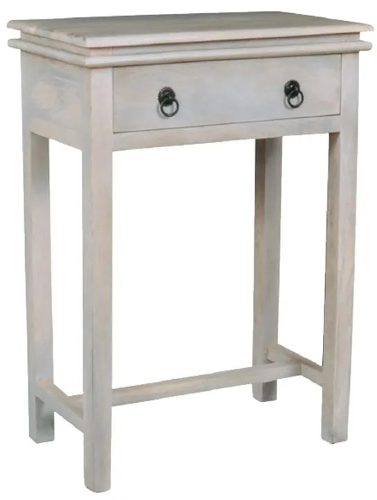 MAISON CONSOLE Έπιπλο Κονσόλα 1 Συρτάρι, Ξύλο Mango Antique Άσπρο -  60x34x80cm