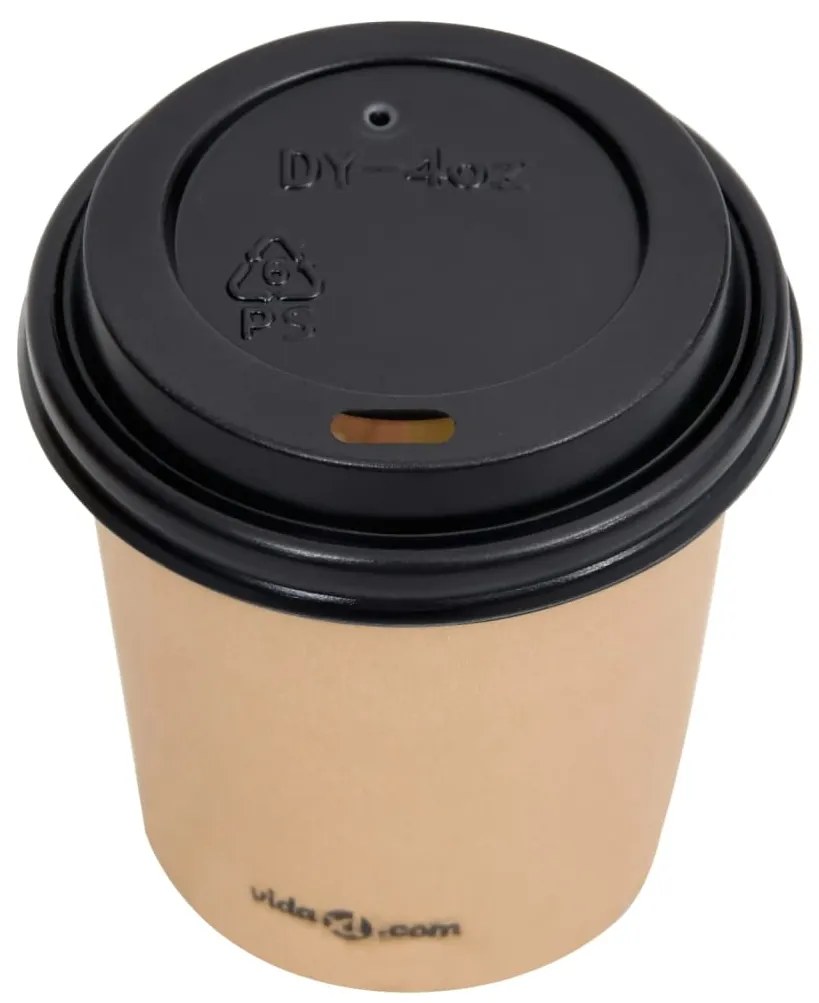 vidaXL Ποτήρια Καφέ Χάρτινα με Καπάκια 120 ml 1000 Τεμάχια Καφέ