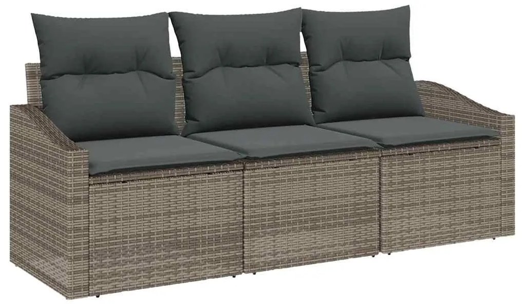 vidaXL Σετ Καναπέ Κήπου 3 pcs Γκρι Πολυ rattan, βαμμένο ατσάλι