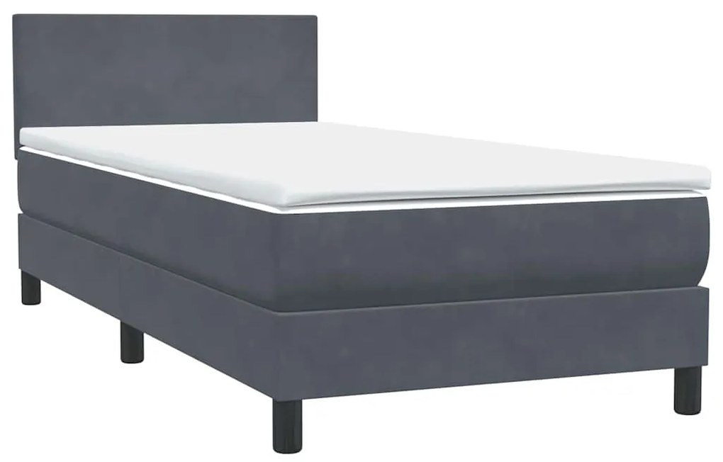 vidaXL Κρεβάτι Boxspring με Στρώμα Σκούρο Γκρι 80x220 εκ. Βελούδινο