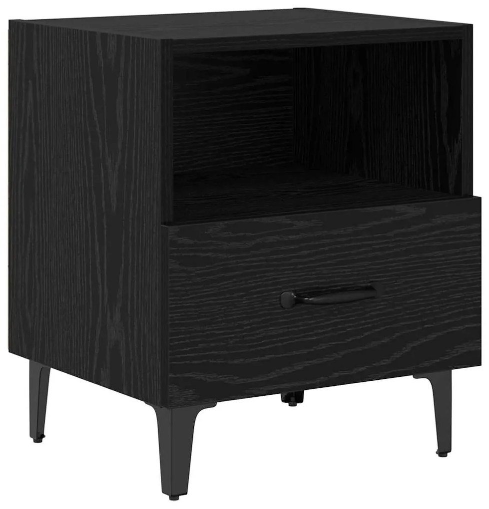 vidaXL Κομοδίνο 2 pcs Μαύρη δρυς 40 x 35 x 47.5 εκ Επεξεργασμένο ξύλο