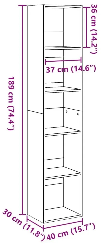 Βιβλιοθήκη Όψη Παλαιού Ξύλου 40x30x189 εκ. Επεξεργασμένο Ξύλο - Καφέ