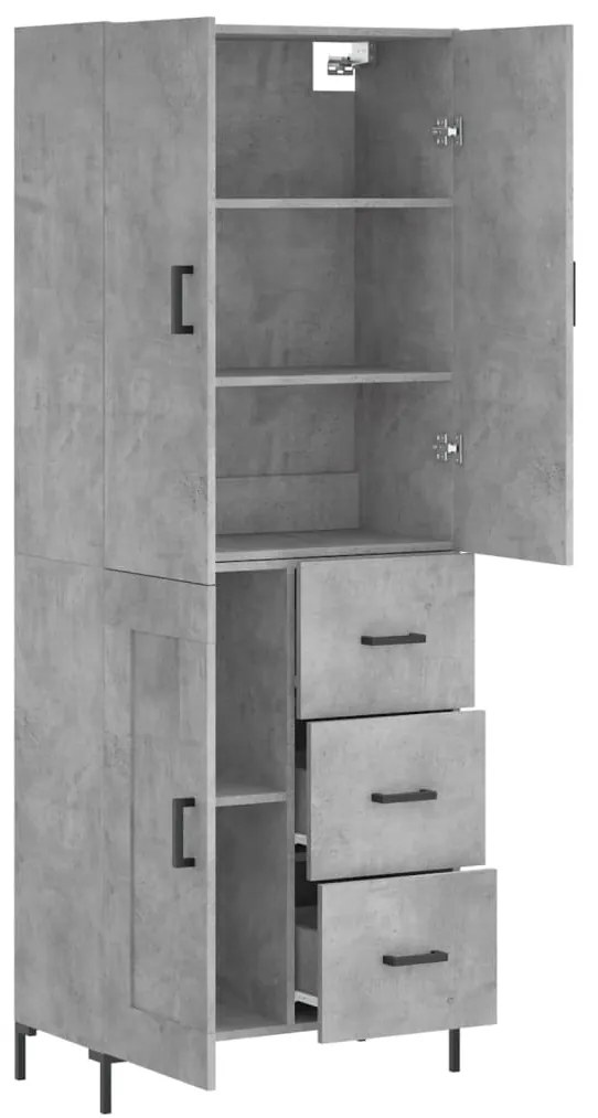 vidaXL Ντουλάπι Γκρι Σκυροδέματος 69,5x34x180 εκ. Επεξεργασμένο Ξύλο