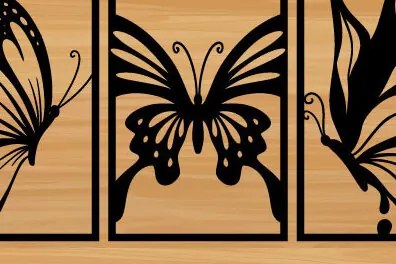Intra απο ξύλο plywood 3mm-4mm πάχος Τέχνη τοίχου 3 Butterfly Cut Glowforge Δίασταση 40x40 cm INTRAFABR-68049124