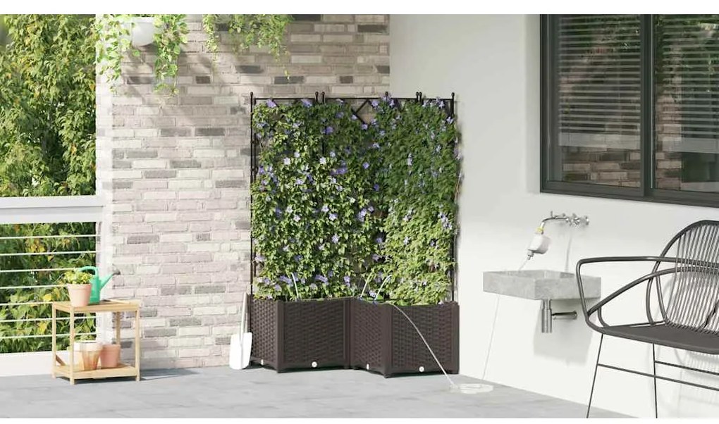 vidaXL Ζαρντινιέρες κήπου Καφέ 80 x 80 x 142 cm Ατσάλι