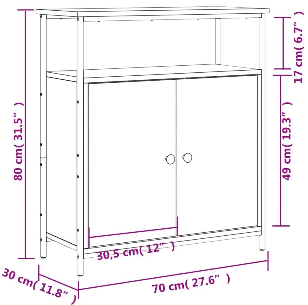 Ντουλάπι Καπνιστή Δρυς 70 x 30 x 80 εκ. από Επεξεργ. Ξύλο - Καφέ