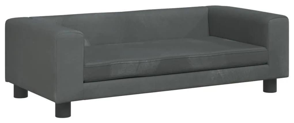 Κρεβάτι Σκύλου με Προέκταση Σκούρο Γκρι 100x50x30 εκ. Βελούδο