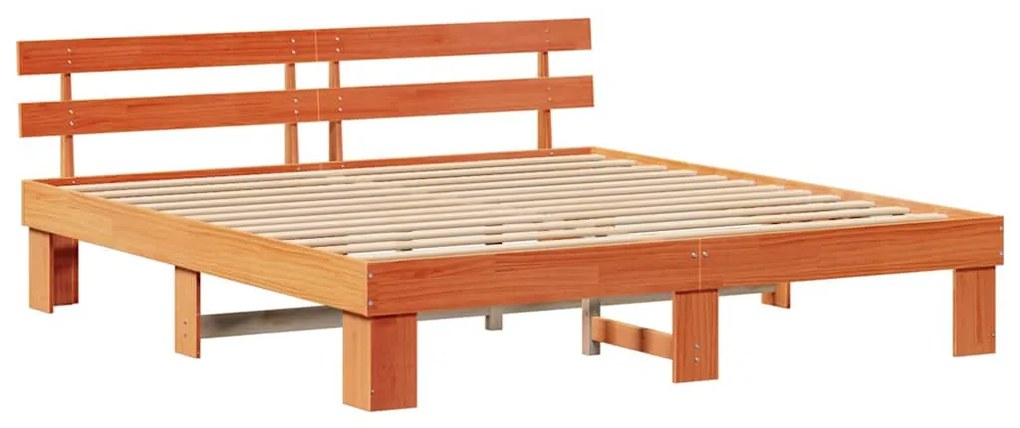 vidaXL Σκελετός Κρεβατιού Καφέ 200 x 200 cm Μασίφ ξύλο πεύκου