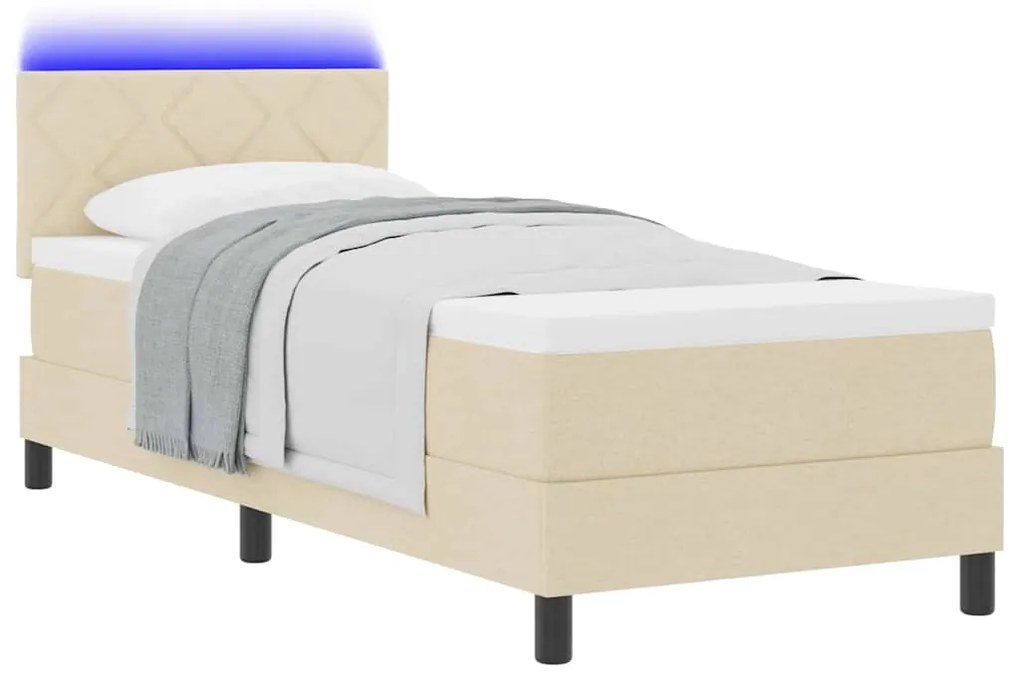 vidaXL Κρεβάτι με ελατήρια με στρώμα Κρεμ 80 x 200 cm ύφασμα