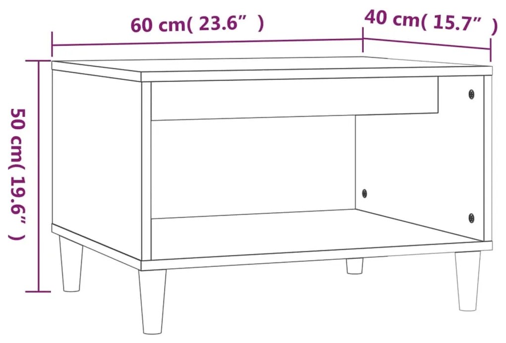 Τραπεζάκι Σαλονιού Γκρι Sonoma 60x50x40 εκ. Επεξεργασμένο Ξύλο - Γκρι