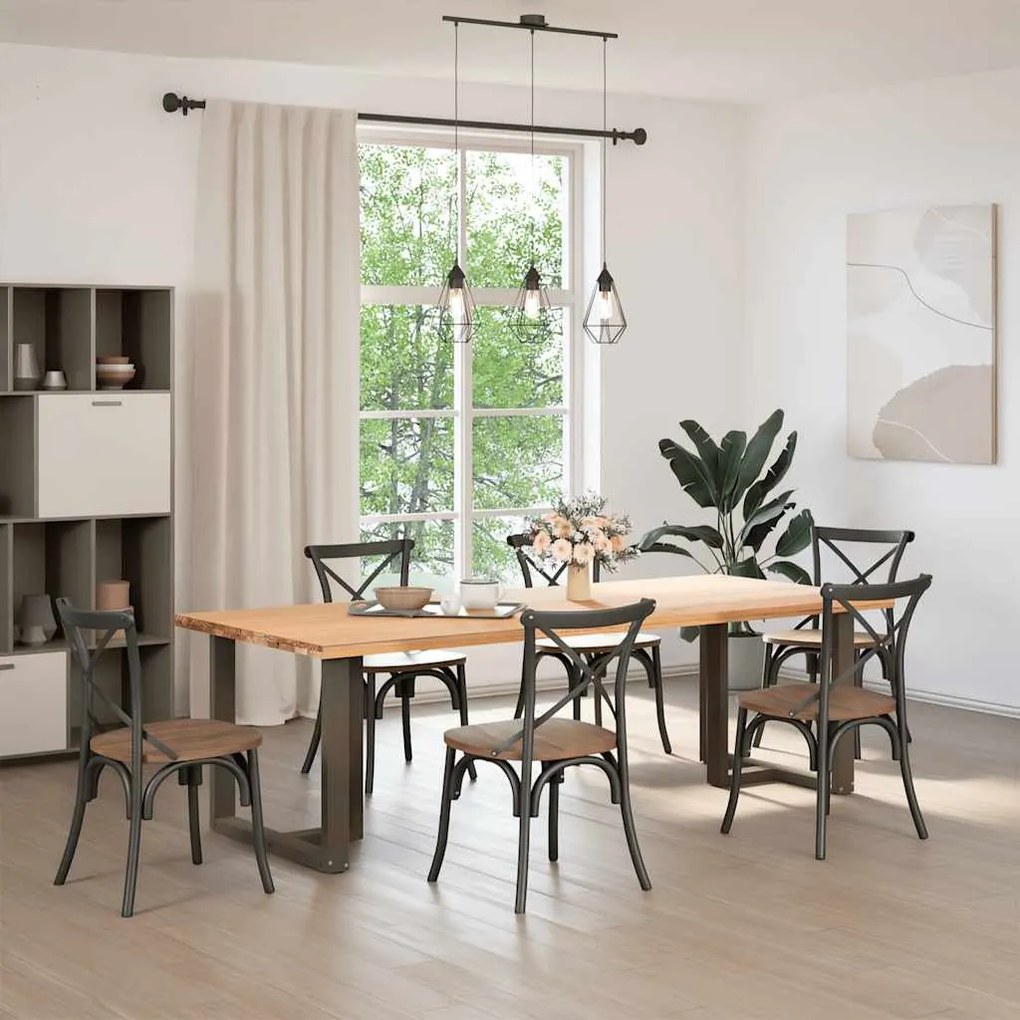 vidaXL Πόδια Τραπεζαρίας σε Σχήμα Τ, 2 τεμ. Μαύρο 70x35x(72-73) εκ. Ατσάλι