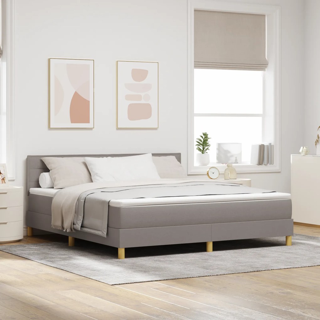 vidaXL Κρεβάτι με Ελατήριο και Στρώμα Taupe 180x200 εκ. Ύφασμα