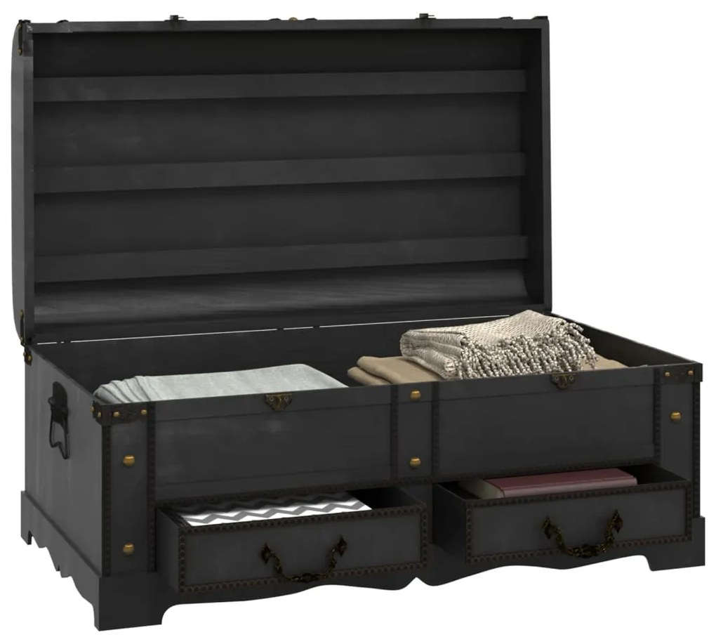 vidaXL Σεντούκι Θησαυρού Ξύλινο Μαύρο Μεγάλο Μέγεθος