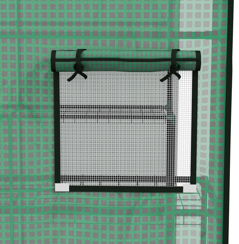 Outsunny Φύλλο θερμοκηπίου, κάλυμμα αντικατάστασης, αδιάβροχο, αναδιπλούμενα παράθυρα & πόρτα, 140 x 143 x 190 cm, Πράσινο