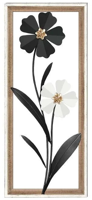 Διακοσμητικό Τοίχου Flower 063 Fylliana Μαύρο - Λευκό 30.5x3x71.10 εκ.