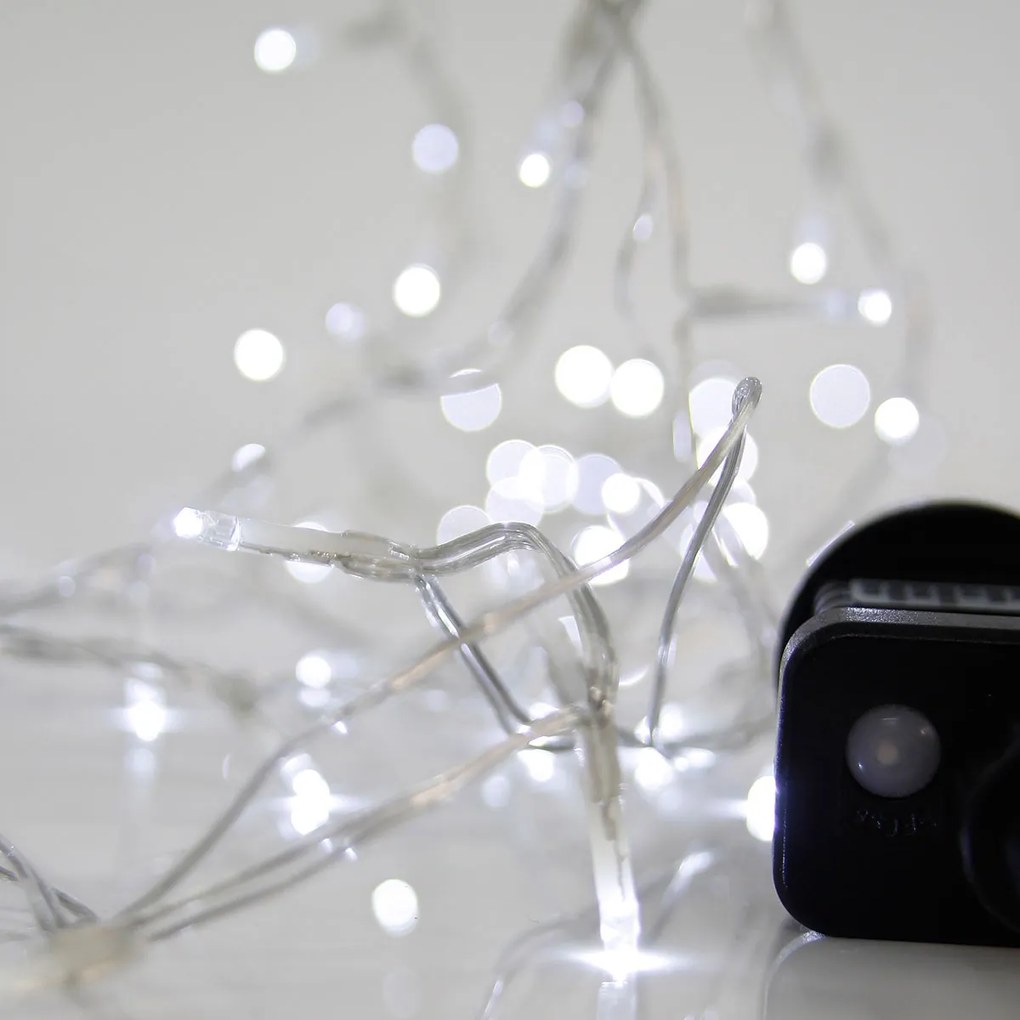 Χριστουγεννιάτικα Λαμπάκια 100 Led Σε Σειρά 7.9μ Ψυχρό Λευκό Με 8 Προγράμματα Eurolamp 600-11560