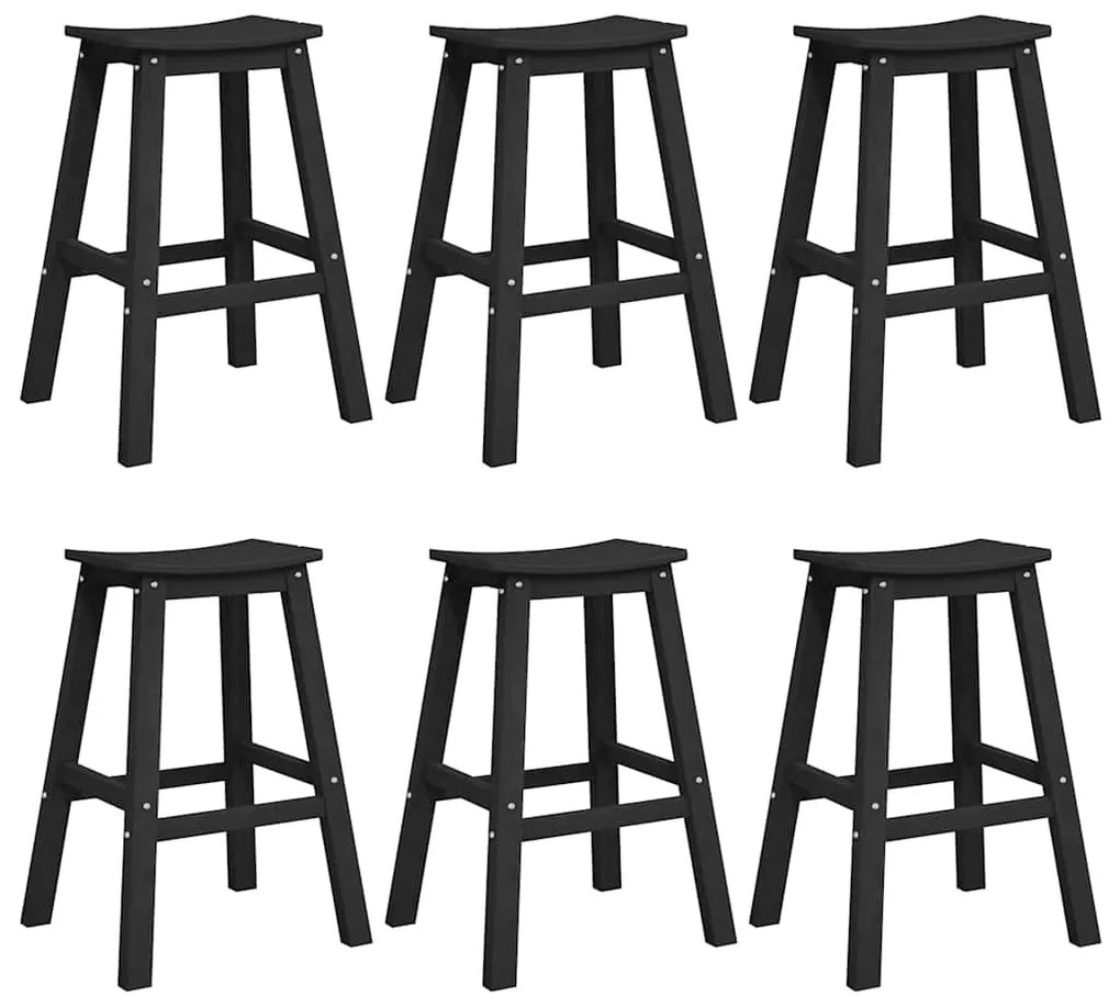 vidaXL Σετ Μπαρ Κήπου 6 pcs Μαύρο HDPE