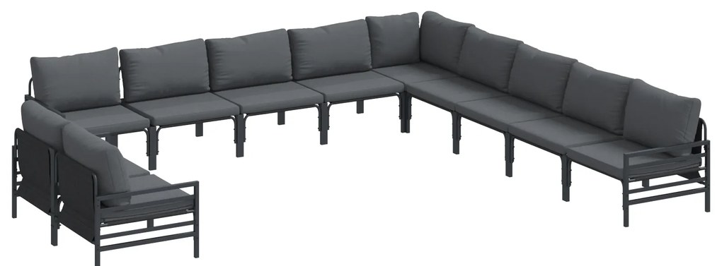vidaXL Σετ Καναπέ Κήπου 11 pcs Ανθρακί Ατσάλι