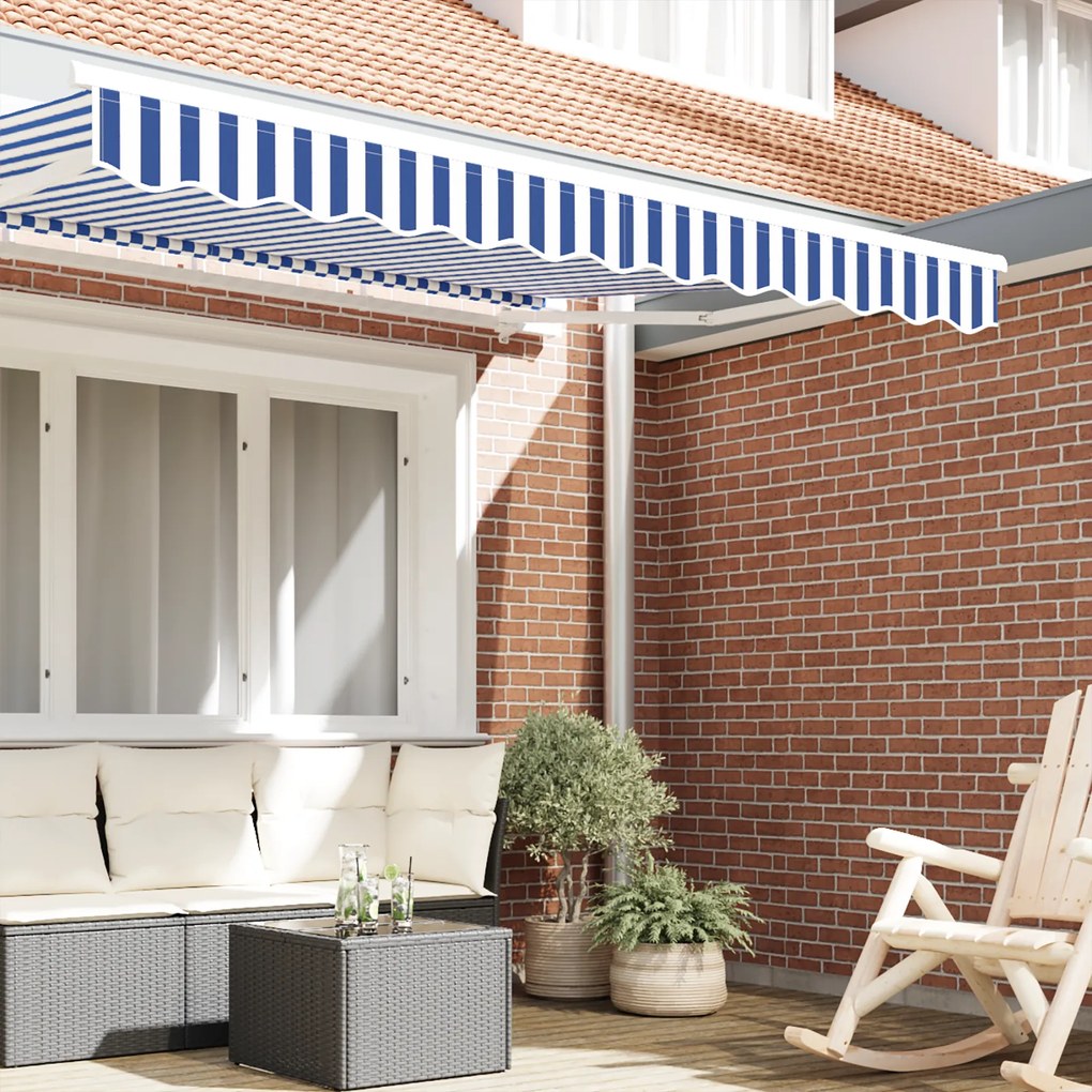 vidaXL Τέντα Valance της για σκελετό 2.5 μ Μπλε και Λευκή 2.3x0.2 μ