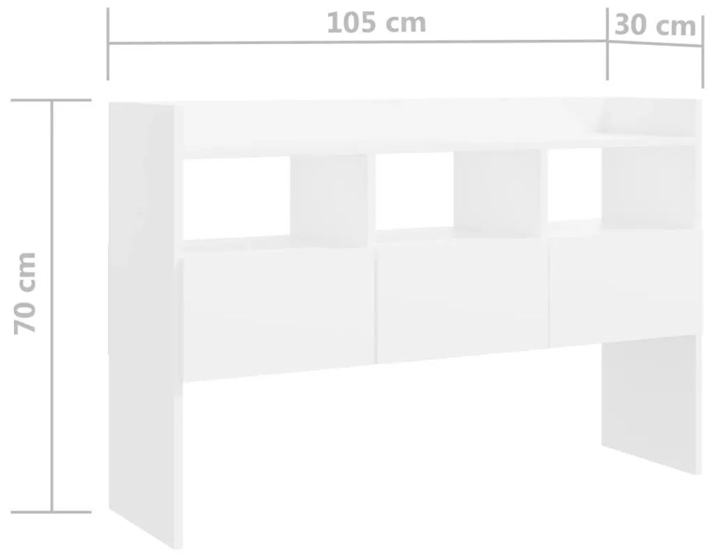 Μπουφές Λευκός 105 x 30 x 70 εκ. από Επεξ. Ξύλο - Λευκό