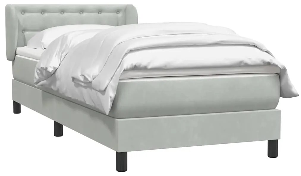 Box Spring κρεβάτι με στρώμα ανοιχτό γκρι 80x220 cm Βελούδινο 3317883