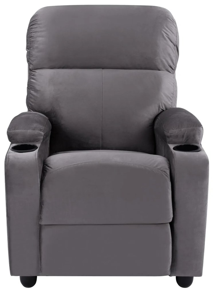 Πολυθρόνα C0122.10 Γκρί Βελούδο με Μηχανισμό Relax 80x92x102Υ εκ. 80x92x102 εκ.