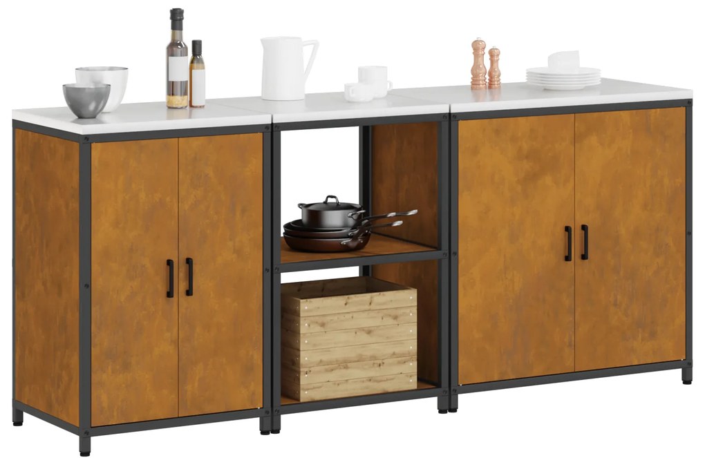 vidaXL Σετ Αποθήκευσης Κουζίνας 3 pcs Σκ rusty 210 x 50 x 92 εκ
