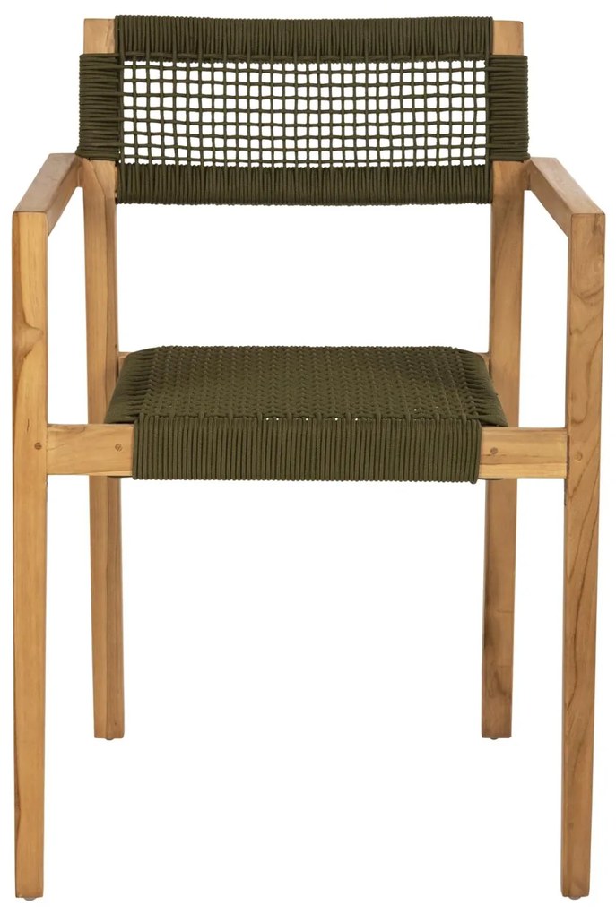 Πολυθρόνα CHARLOTTE Ξύλο Teak Φυσικό και Πράσινο Σχοινί 59x54x83Yεκ. 59x54x83 εκ.