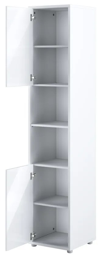 Σετ επίπλων Concept Pro Lenart AH145, Γυαλιστερό λευκό, Άσπρο, Πλαστικοποιημένη μοριοσανίδα, Τάβλες για Κρεβάτι, 90x200, Μονόκλινο, Με συρτάρια, Με πόρτες