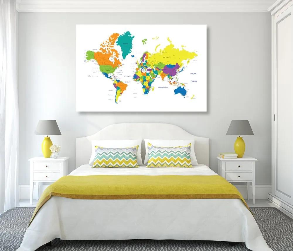 Εικόνα σε έναν παγκόσμιο χάρτη χρωματισμένο από φελλό σε λευκό φόντο