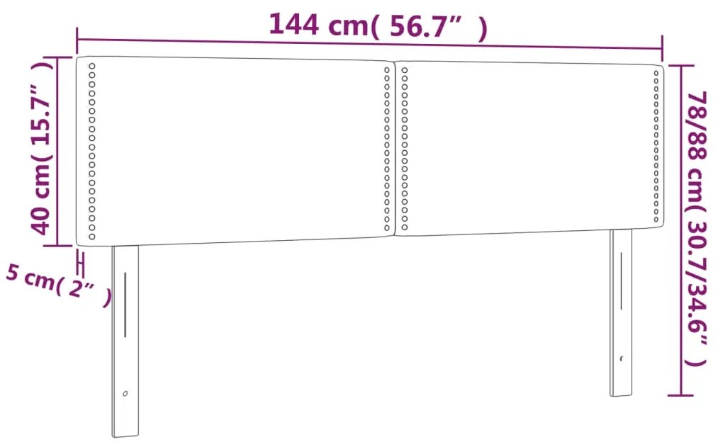 vidaXL Κεφαλάρι Κρεβατιού LED Ανοιχτό Γκρι 144x5x78/88 εκ. Υφασμάτινο