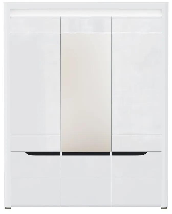 Ντουλάπα Orlando K114, Γυαλιστερό λευκό, Άσπρο, 206x164x55cm, Πόρτες ντουλάπας: Με μεντεσέδες, Αριθμός ραφιών: 4, Αριθμός ραφιών: 4 | Epipla1.gr