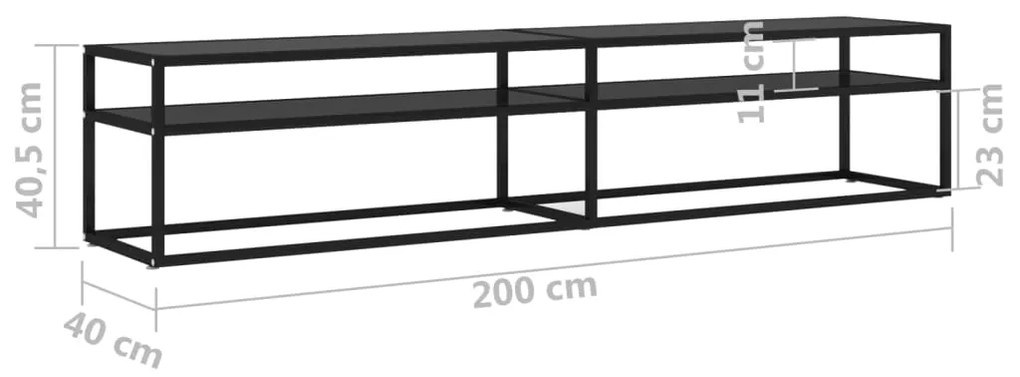 vidaXL Έπιπλο Τηλεόρασης Μαύρο 200 x 40 x 40,5 εκ. από Γυαλί Ασφαλ.