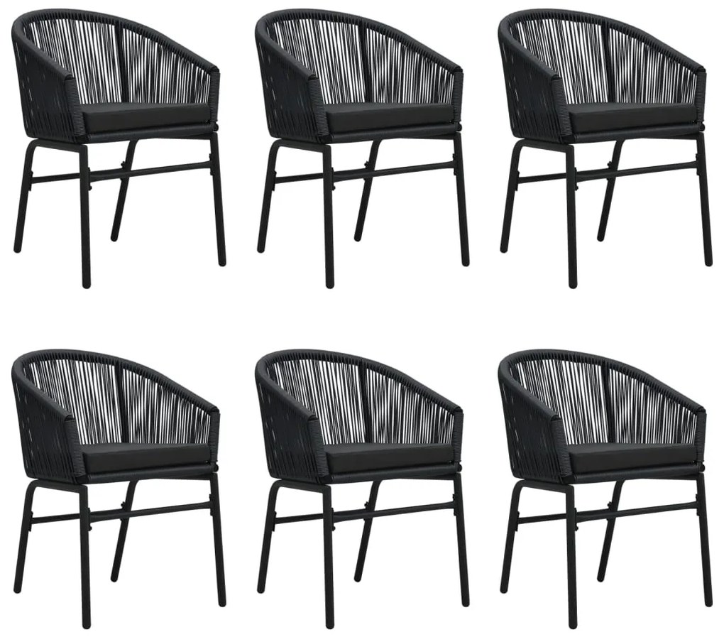 vidaXL Σετ Τραπεζαρίας Κήπου 7 Τεμαχίων Μαύρο