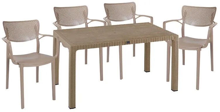 Τραπεζαρία Explore-Frontline σετ 5τεμ PP cappuccino 150x90x73,5εκ. 150x90x73.5 εκ.