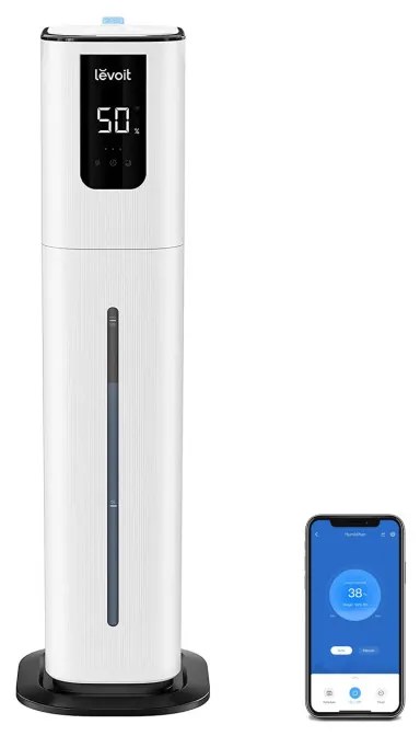 Προϊόν με ανοιχτή συσκευασία: Υγραντήρας αέρα υπερήχων Levoit OasisMist 1000S, 55 m2, 27W, 10 l, Smart, Autonomy 100 h, Λευκό