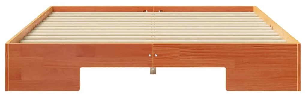 vidaXL Κρεβάτι δαπέδου Καφέ 160 x 200 cm Μασίφ ξύλο πεύκου