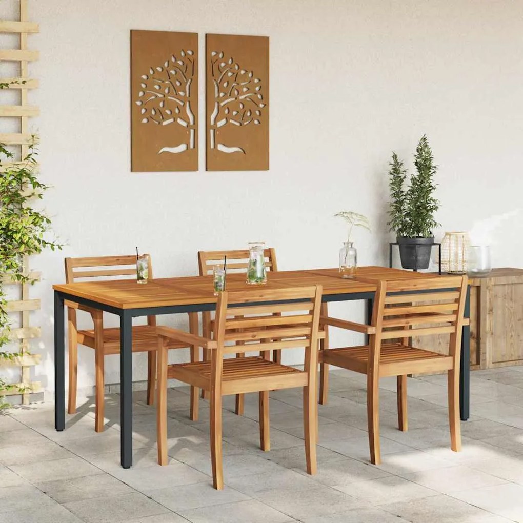 vidaXL Υπαίθρια Τραπέζια Φυσικό και μαύρο 200 x 90 x 75 cm