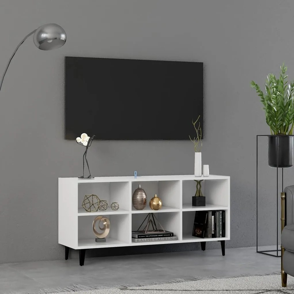 vidaXL Έπιπλο Τηλεόρασης Καπνιστή Λευκό 103,5x30x50 εκ Μεταλλικά Πόδια