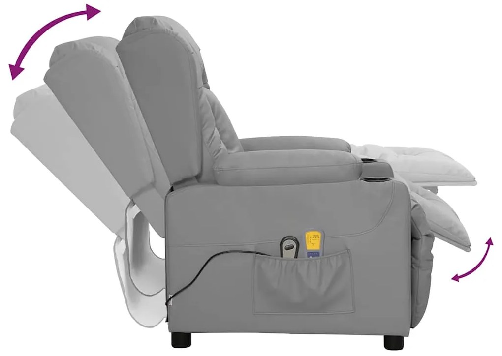 vidaXL Πολυθρόνα Μασάζ Ηλεκτρική Γκρι από Συνθετικό Δέρμα